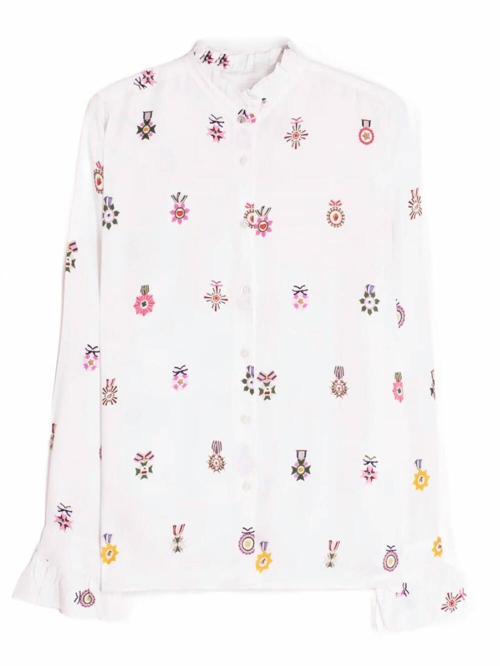 NEW VILAGALLO nicola escarapelas print shirt in white - Picture 4 of 4